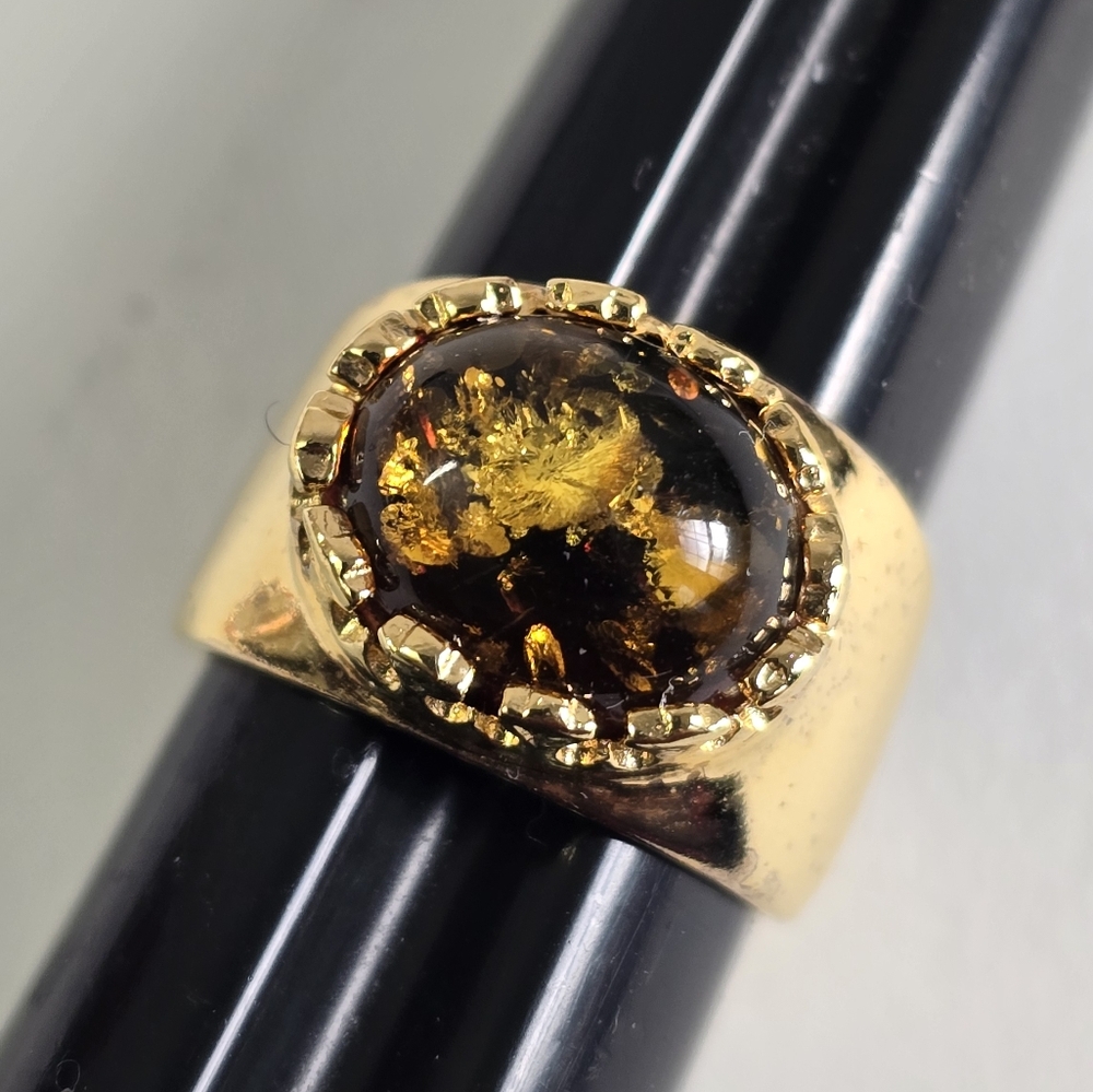 Watch Video / Sterling Silver 925 Dichroic Gold Ring